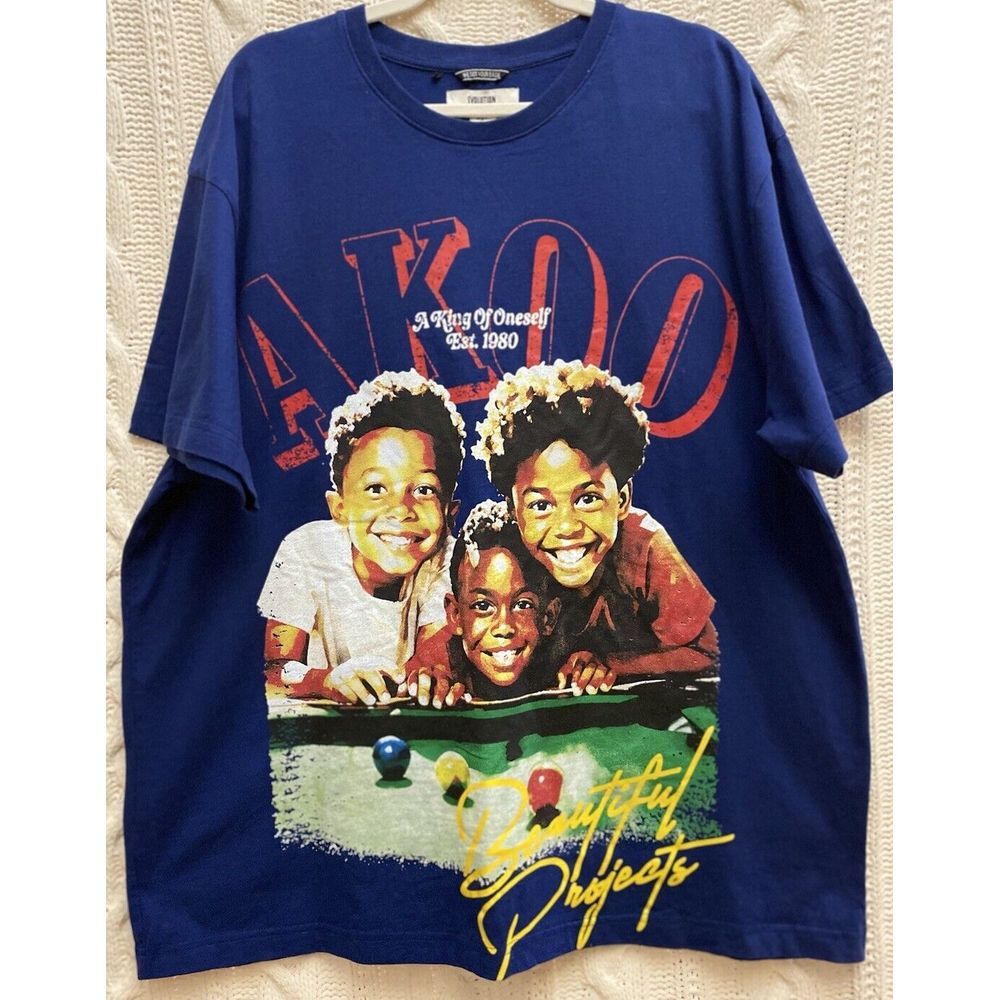 AKOO Blue Depths Embroidered   A KING OF ONE SELF ‎ T-Shirt Men's 3X  Billiards